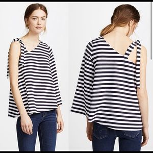 Club Monaco one shoulder striped top (size large)